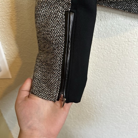 White House Black Market Women's Size 4 Vegan Leather Ponte Jacket Top Tweed Zip - Picture 7 of 7